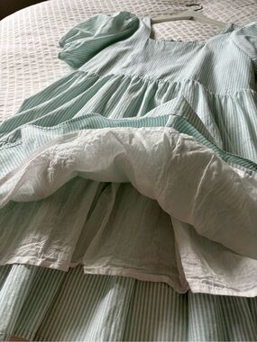 Stripped Mint Green Midi Dress